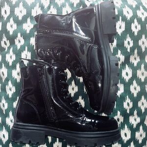 Black Patent Combat Boots